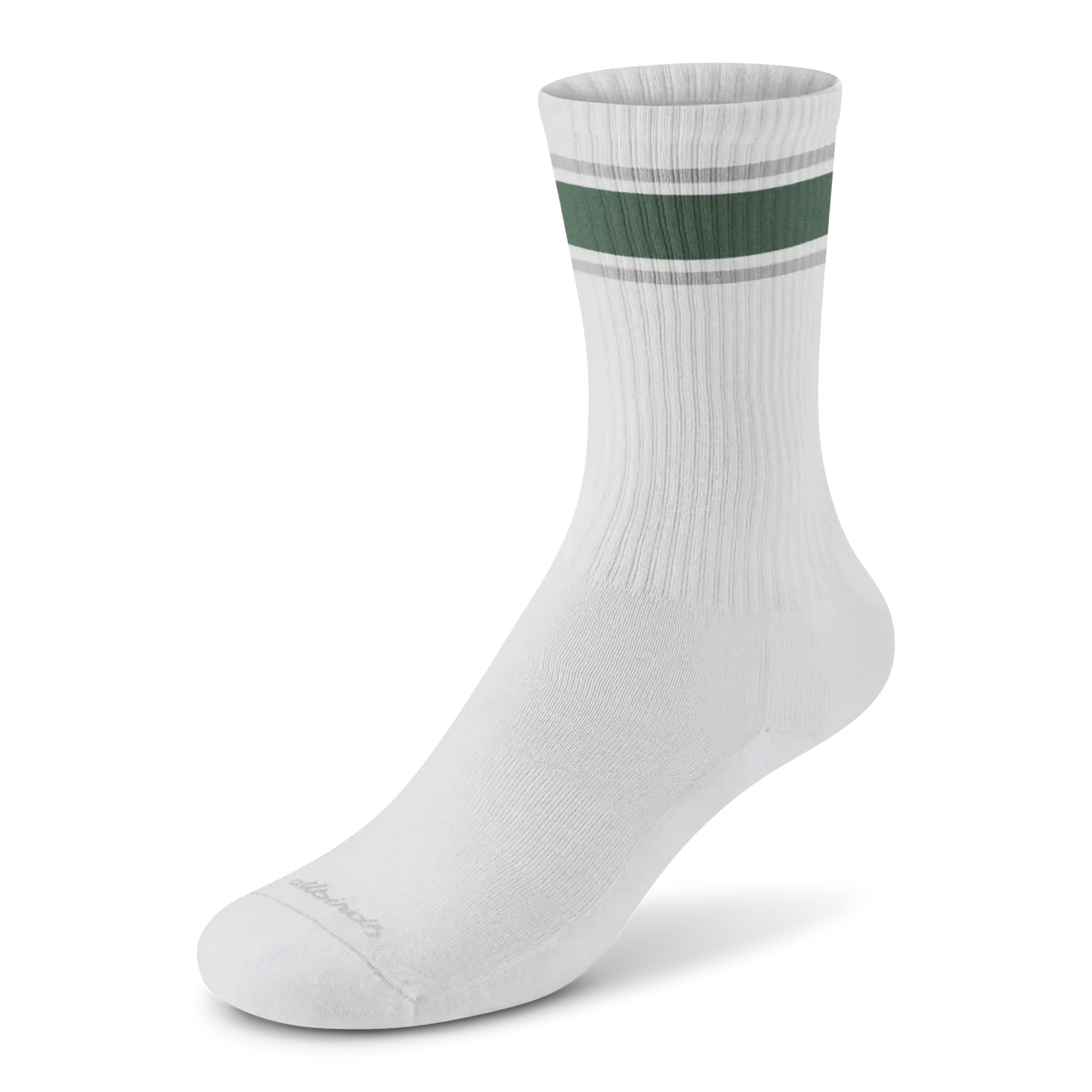 Anytime Crew Sock - Blizzard, Verdant Green (Light Grey Sole)